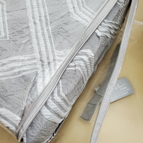 Nicole Miller Woven Jacquard Luxury 3 Piece Geometric King Duvet Cover Set - Picture 4 of 11
